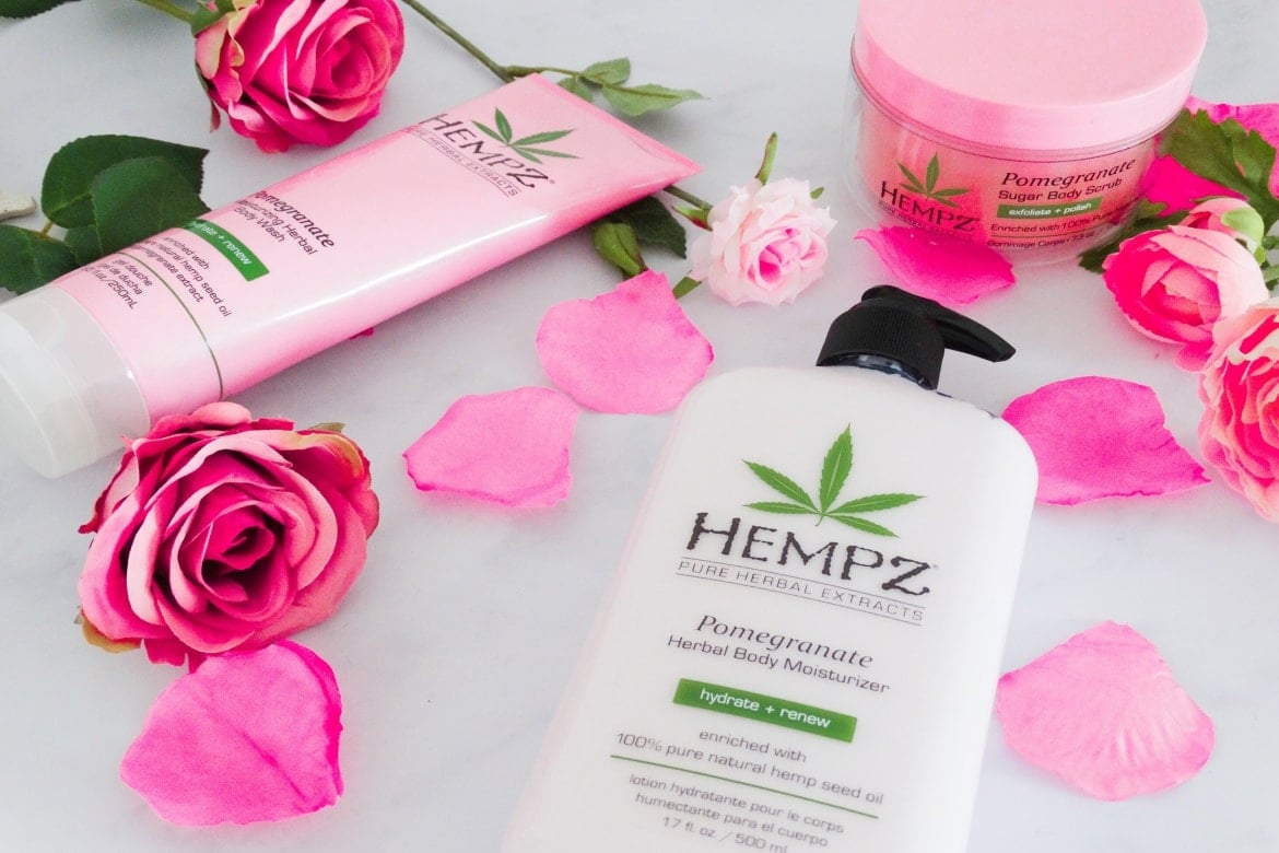 hempz pomegranate herbal body moisturizer sugar scrub and body wash