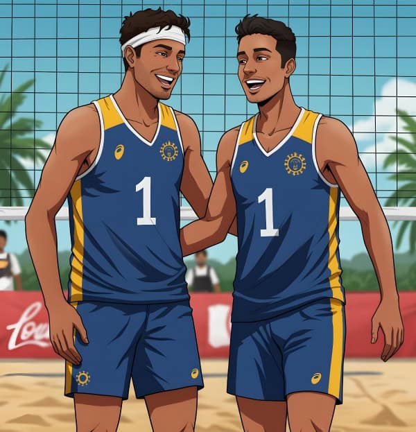 Volleyball team players cheering